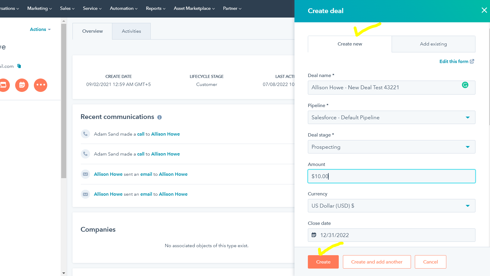 Create a deal to get started